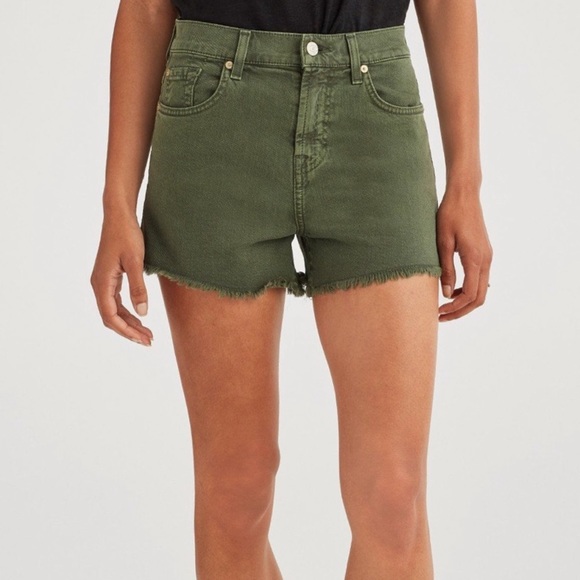 7 for all mankind green High Waist Shorts - Picture 3 of 6